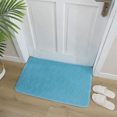 Imagem de Tapetes de área tapete macio sarja antiderrapante lavável tapete de veludo coral proteger o chão para sala de estudo varanda porta de banheiro, azul celeste, 60 * 90 cm