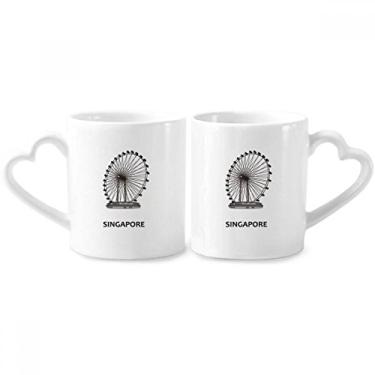 Imagem de Conjunto de canecas de porcelana para casais, roda gigante de Singapura, coração