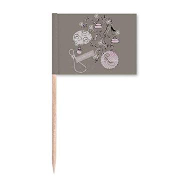 Imagem de Sapatos de salto alto bolsa de flores padrão palito bandeiras marcador decoração de festa