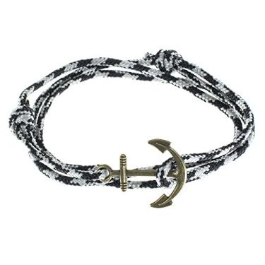 Imagem de West Coast Paracord Pulseiras masculinas ajustáveis com âncora náutica e gancho de pesca – Disponível em uma variedade de acabamentos e cores – Feito de corda de nylon, Bronze Nylon