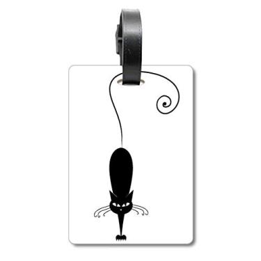 Imagem de Black Cat Pet Lover Animal Art Outline Mala Etiqueta Bagagem Cartão Pendurado Scutcheon Etiqueta