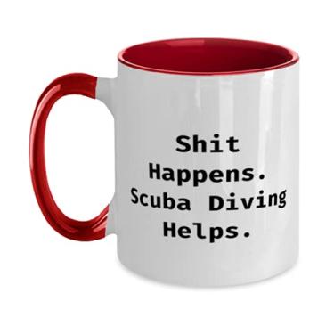 Imagem de Mergulho inspirador, Shit Happens. Mergulho em dois tons, caneca de 325 ml