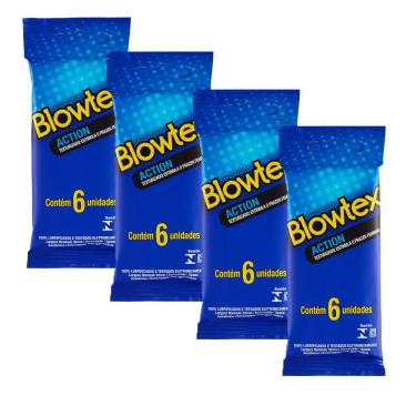 Imagem de Kit 4 Pacotes Preservativo Blowtex Action C/ 6 Unidades Cada 
