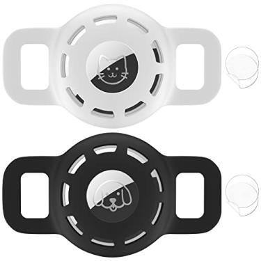 Imagem de Suporte de coleira Air Tag para Apple Air Tag, 2 unidades de suporte de coleira para animais de estimação para gatos e cães pequenos dentro de 1,27 cm e 2 pacotes de protetores para etiqueta de ar