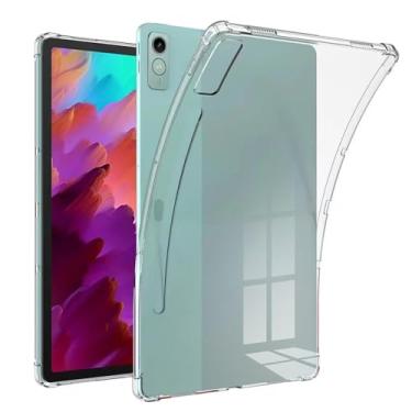 Imagem de Bkinew Capa transparente para tablet Lenovo Tab P12 32.3 cm TB-370FU e Tab P12 Pro TB-371FX versão 2023 capa ultratransparente macia flexível capa traseira de TPU transparente