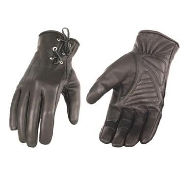 Imagem de Luva feminina de couro para equitação com pam de gel e pulso com cadarço (preta, 2GG)