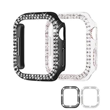 Imagem de Pacote com 2 capas brilhantes de diamante de cristal compatíveis com Apple Watch 7 de 45 mm, ANOTCH Capa protetora antiarranhões para iwatch série 7 acessórios de 45 mm [sem protetor de tela]