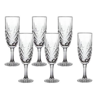 Imagem de Kit 6 Taças De Vidro Trabalhada Decorativa Vinho Água 200ml - Imp
