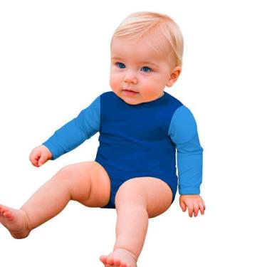 Imagem de Body Bebe Infantil Proteção Solar UV 50+ Manga Longa Banho Praia Pisci