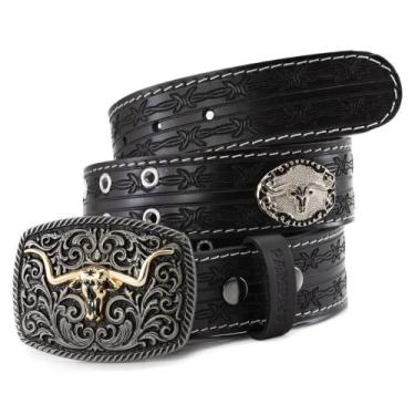 Imagem de Cinto Estilo Muladeiro Cowboy Country com Fivela Rústica em Couro Unis