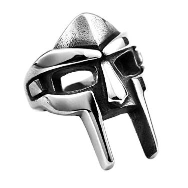 Imagem de Arcutina Doom Mask Anéis Góticos Punk Aço Inoxidável Anéis Viking Vintage para Homens, 9, Metal não precioso, Sem pedra preciosa