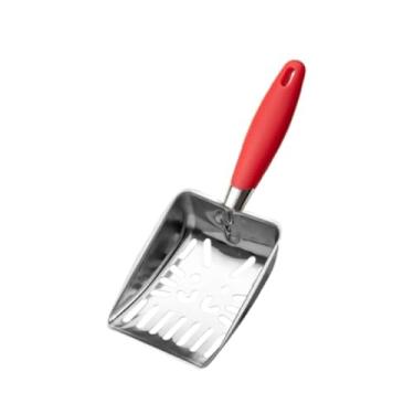 Imagem de IEUDNS Cat Litter Scoop Cat Sand Portable Pet Cleaning Supplies Kitty Metal Scoop Litter Tray Scoop para animais de estimação Filhotes Gatinhos, Vermelho