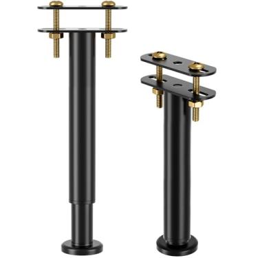 Imagem de VETIN 2 peças de pernas de suporte de cama de altura ajustável de 25 a 43 cm, pernas de suporte de estrutura de cama de aço extra durável com base mais larga, perna de suporte de ripa de cama para uso