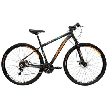 Imagem de Bicicleta Aro 29 Rino Everest 24v – Freio a Disco, SHIMANO TZ, Rapid Fire, Aro Duplo, Cabeamento Interno (Preto/Laranja, 19)