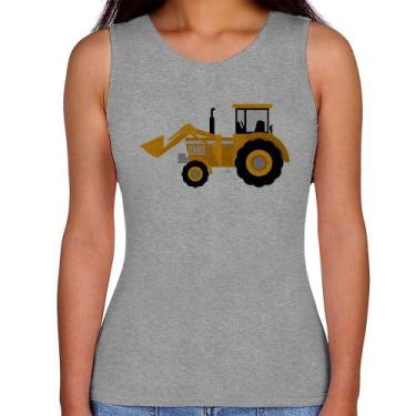 Imagem de Regata Feminina Trator Pá Carregadeira Amarelo - Foca na Moda, Cinza, 