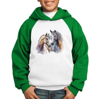 Imagem de Moletom Infantil Cavalo e Égua - Foca na Moda, Branco, Verde, 10