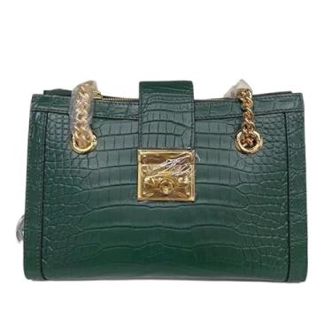 Imagem de Bolsa de ombro única feminina de couro de jacaré genuíno de couro de jacaré legítimo, Verde, 26cm(Length) x 18cm(Height) x 10cm(Deep)