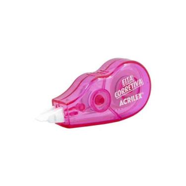 Imagem de Fita Corretivo branquinho escolar escritório 6mx5mm - Acrilex, ROSA
