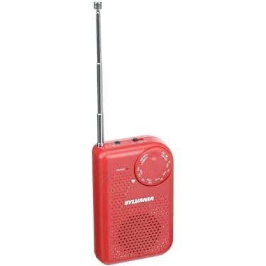 Imagem de Rádio de bolso portátil AM/FM com alto-falante integrado, vermelho