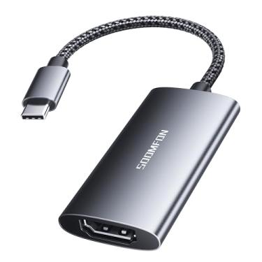 Imagem de SOOMFON Adaptador USB C para HDMI 4K@120HZ HDMI para USB C com Thunderbolt 3/4 de alumínio compatível com PS5, Xbox Series X, MacBook, iPad, Galaxy e mais para experiência de vídeo e jogos Ultra HD