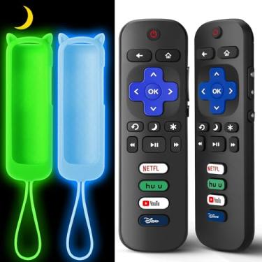 Imagem de Controle remoto de substituição para TV Roku com capa de silicone, controle remoto universal para Smart TVs TCL/Hisense/Onn/Westinghouse/Philips Roku (não para Roku Stick/Box)