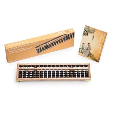 Imagem de Black long Di fang Wooden Abacus - Professional 17 Column Soroban - 13.86 Inches (35.2 Centimeters) - Calculator with Reset Button - Made