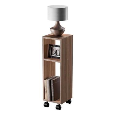 Imagem de Mesa De Cabeceira Pequena Com Rodinhas 20x20x60cm Freijó Quarto Sala
