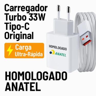Imagem de Carregador Turbo 33W Tipo-C Original com Cabo 1m QC 4.0 Rápido Celular