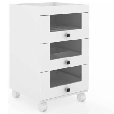 Imagem de Carrinho Organizador De Maquiagem 03 Gavetas PE-2013 Branco Tecno Mobili