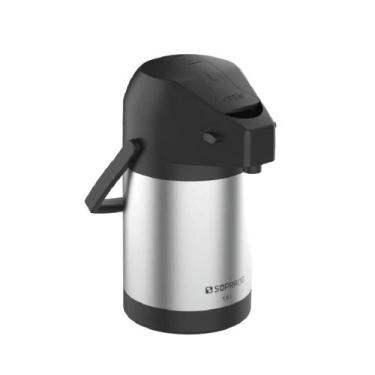 Imagem de Garrafa Térmica Excellence 1,9L Inox/Preto Alta Qualidade - Soprano