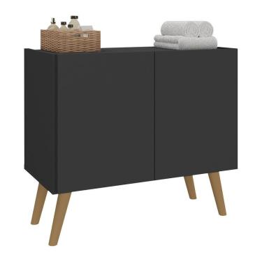 Imagem de Gabinete Armário De Banheiro 62,5cm Retrô 2 Portas Multimóveis Mp5045 Preto/natural Preto/natural