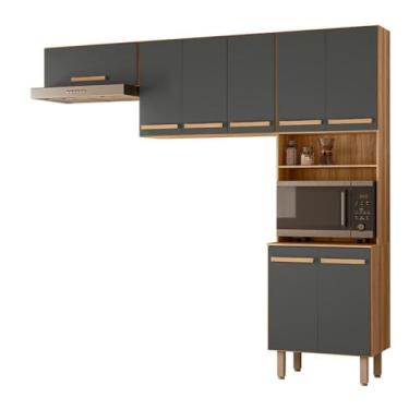 Imagem de Armario de Cozinha Lemon com 8 Portas 222 cm Freijo/chumbo