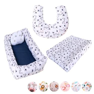 Imagem de Kit Ninho Redutor Quadrado + Almofada de Amamentação Sublimada + Trocador Anatômico Menino e Menina(MEU PRÍNCIPE)