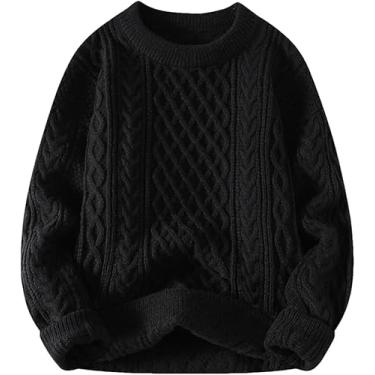 Imagem de Camisola Masculina De Inverno Vintage O Nec Pulôveres De Malha De Cor Sólida Homens Camisolas De Tricô, Khaki, XXL