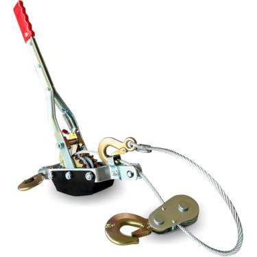 Imagem de Guincho FT Come Along para serviço pesado, 5 toneladas (5 kg), cabo de aço de 3 m, 3 ganchos, ferramenta com engrenagens duplas, extrator de cabo de elevação automotivo para equipamento de recuperação