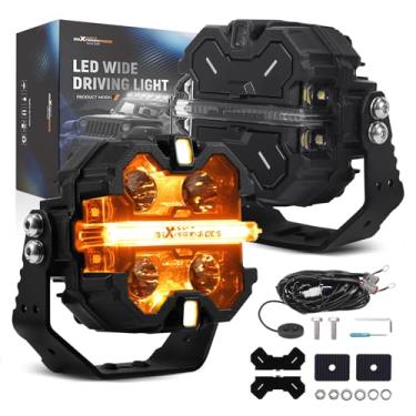 Imagem de maXpeedingrods Luzes LED off-road de 3,5 polegadas 160 W 19200 LM, ponto de luz de neblina auxiliar, 7 cores RGB para ambiente, amplo alcance de atirador lateral de 270°, barra de luz para Jeep SUV
