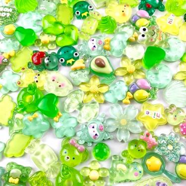 Imagem de Lmlliang 50 peças verdes sortidas de resina plana aleatória pingentes de geleca enfeite para fazer grampos de cabelo sapatos capa de telefone decoração scrapbooking artesanato faça você mesmo