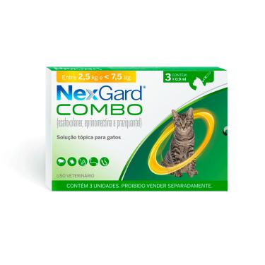 Imagem de Nexgard Combo Antipulgas, Sarna e Vermífugo Para Gatos 2,5kg a 7,5kg 3 Aplicadores