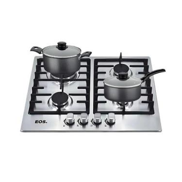 Imagem de Fogão Cooktop Inox a Gás 4 Bocas 1 Dupla Ecg04 Eos + 2 Panelas Tramont