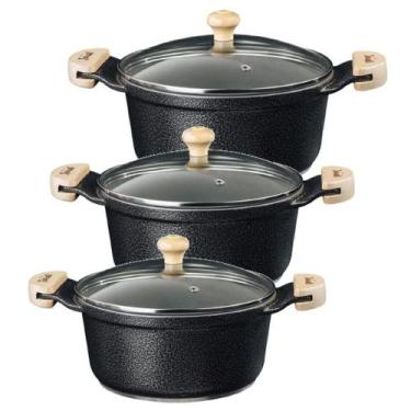 Imagem de Jogo Panela Preto Craq Antiaderente Cerâmica Javali Am 26A30