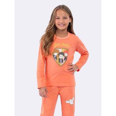 Imagem de Pijama Manga Longa Infantil Harry Potter - Veggi, Laranja, 4, Meninas