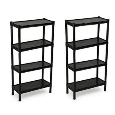 Imagem de KIT 2 Estante com 3/4/5 Prateleira Organizadora de Plástico Modular Multiuso para Cozinha e Quarto (KIT c/ 4 Prateleiras)