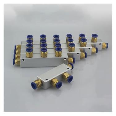 Imagem de 1 peça com acoplador push in de 8 mm 2 3 4 5 6 7 8 9 10 maneiras pneumático alumínio sólido bloco divisor 20 x 25 mm WxH (6 vias 8 portas)