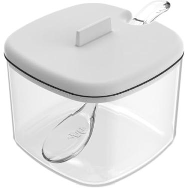 Imagem de Açucareiro C/Colher 200ml, Tampa Protetora, Material Resistente e Durável, Pote Organizador P/Cozinha Armário, Decoração, Design Moderno P/Mesa Posta Café (Açucareiro Break Branco)