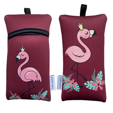 Imagem de Tainada Bolsa de transporte de neoprene à prova de choque para smartphone com cordão de pescoço e mosquetão para iPhone 16/15/14 Pro Max; Samsung S24+, A54, S23 FE; Google Pixel 9/8; Moto Edge (vinho