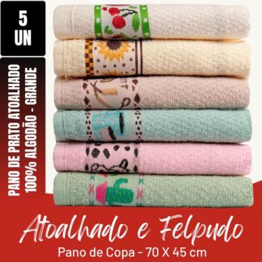 Imagem de Kit C/ 5 Pano De Prato - Atoalhado - 70x45cm - Diversas Cores - Estamp
