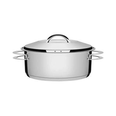 Imagem de Caçarola Tramontina Solar Rasa Em Aço Inox Fundo Triplo Com Tampa E Alças 24 Cm 4,7 L Tramontina
