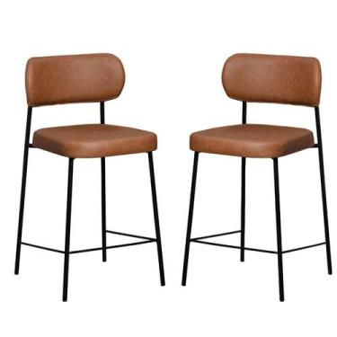 Imagem de Kit 2 Banquetas Altas Estofadas Camila Est Preta Assento e Encosto Con