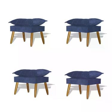 Imagem de Kit 04 Puff Decorativo Opala - Azul Marinho Azul Marinho