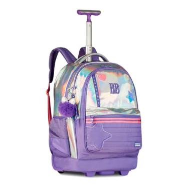 Imagem de Mochila Menina Carrinho Holografica RB Grande Escolar feminina (Lilas)